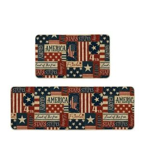 Multicolor Rustic Stars America 4TH of‎ July Patriotic Kitchen Mats Set of 2,